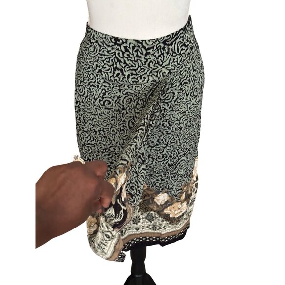 Vintage Faux Wrap Skirt Pleated Front Bohemian Floral Print Unique Classy W28" - Picture 3 of 9